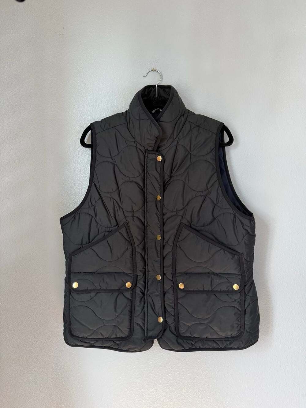 J.Crew Signature Puffer Vest Size XXL Black Quilted PrimaLoft
